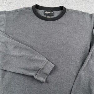 VTG Eddie Bauer Shirt Mens XL Tall Gray Thermal Knit Long Sleeve Heavyweight